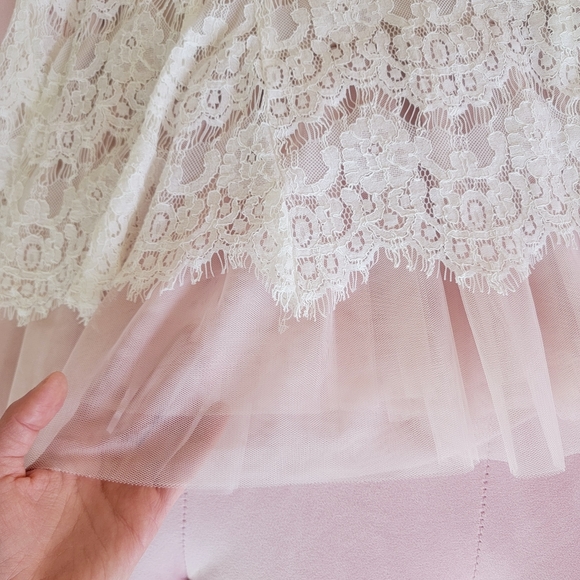 NWT Betsy & Adam Off-White Lace Halter Open-Back Dress 6 - Picture 3 of 9